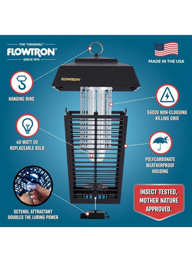 Flowtron Bug Zapper, 1 Acre of Outdoor Coverage with Powerful 40W Bulb & 5600V Instant Killing Grid, Electric Insect, Fly & Mosquito Zapper, Made in The USA - Image 2
